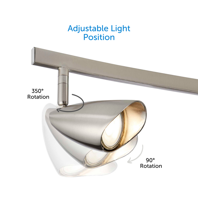 Close up on one of 6 Osgoode Track Lighting head and its different adjustable light positions. Can be angled to direct light wherever you need 