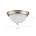 Flush Mount Ceiling Light With White Alabaster Shade - 12" Width - Brushed Nickel
