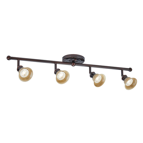 Stratford Track Lighting Kit Adjustable Ceiling Fixture - 4-Light - Cream & Oil Rubbed Bronze 