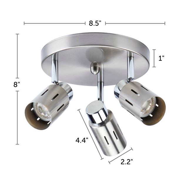 Eglinton steel 3-light ceiling fixture dimensions - 8.5" X 8"