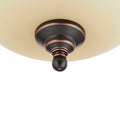 Flush Mount Ceiling Light With Amber Glass Shade - 13" Width - Oil Rubbed Bronze