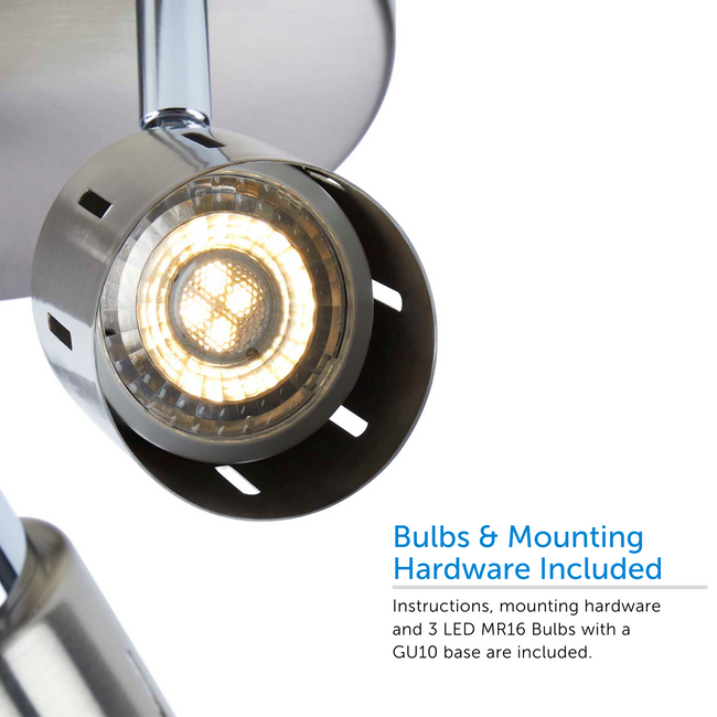 Eglinton track light semi-flush-mount bulb close up - hardware included