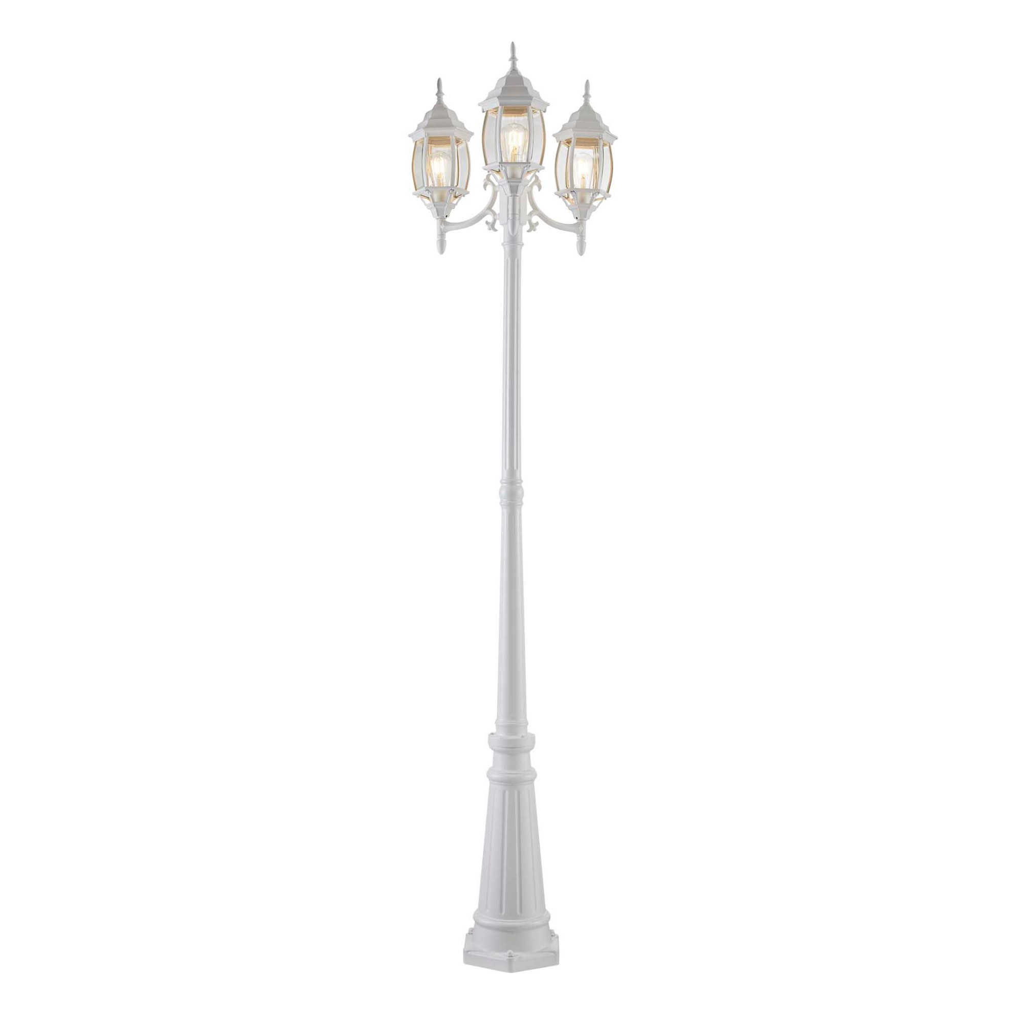 Nobela Outdoor Lamp Post Street Light Waterproof Three Head Up Facing 7 Ft White