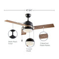 Ciara Ceiling Fan with Light - 3 Blades - Bleach Maple with feature call-outs about finish, shade and blades 