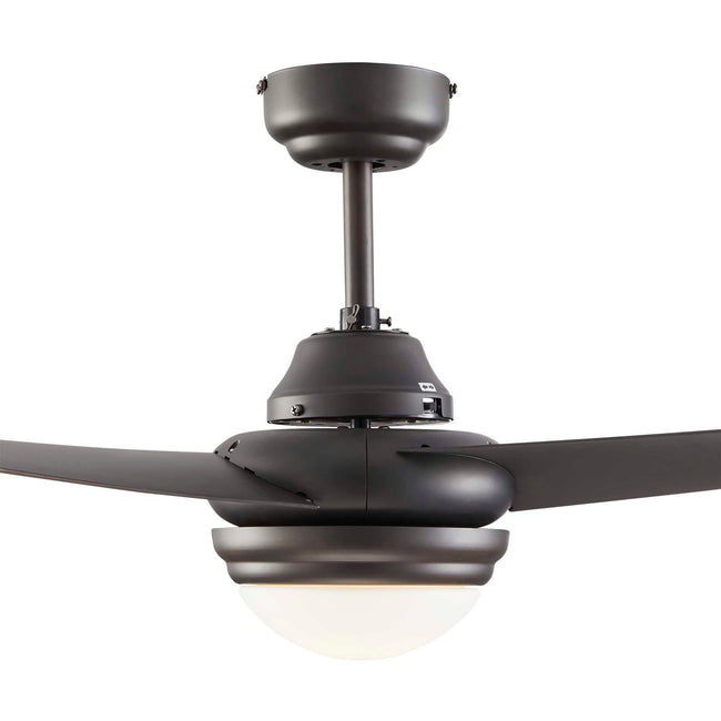 Contemporary Ceiling Fan with Dimmable Light - 3 Blades - Black close-up on base 
