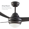 Contemporary Ceiling Fan with Dimmable Light - 3 Blades - Black as a drop mount