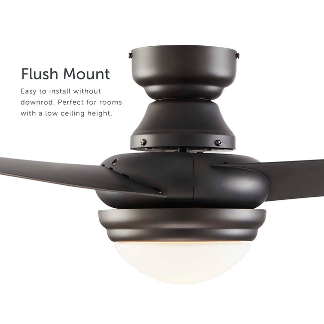 Contemporary Ceiling Fan with Dimmable Light - 3 Blades - Black as a flush mount