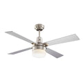 Leon Ceiling Fan with Dimmable Light - 4 Blade - Silver & Nickel on white background