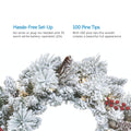 2 Feature Call Outs on Upper Half of Image. Close Up of Snow Dusted Berry Wreath on Bottom Half. White Background