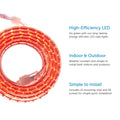 3 Feature Call Outs on Right Side. Red Coiled Rope Light on Left Side of Image. White Background