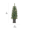 NOMA 4 Ft Farrow Potted Christmas Tree with Horizontal and Vertical Lines indicating measurements. White Background