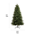 NOMA 6.5 Ft Hudson Spruce Christmas Tree with Lights. Horizontal and Vertical Lines Indicating Tree Measurements. White Background.