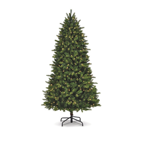 NOMA 7.5 Ft Colorado Pine Christmas Tree with Warm White LED Lights. White Background