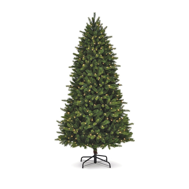 NOMA 7.5 Ft Colorado Pine Christmas Tree with Warm White LED Lights. White Background