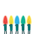 NOMA C6 String Lights 5 Multi-Color Bulbs, Green Wire on White Background