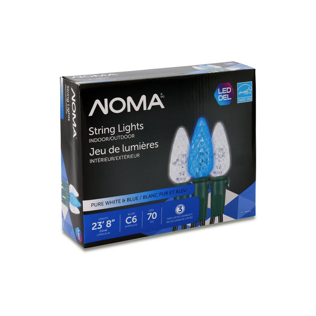 NOMA C6 Blue & Pure White String Lights Packaging Box on a White Background
