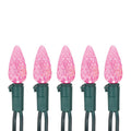 NOMA C6 String Lights 5 Pink Bulbs, Green Wire on White Background