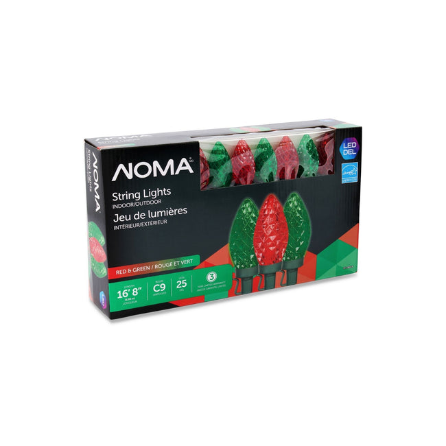 NOMA C9 String Lights Red & Green - 25 Count, Packaging Box on White Background