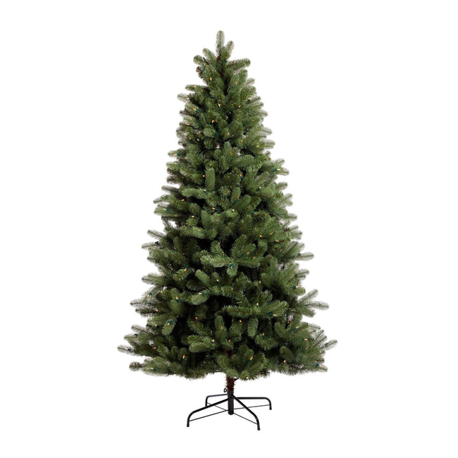 NOMA 6.5 Ft Hudson Spruce Christmas Tree with Lights. White Background.