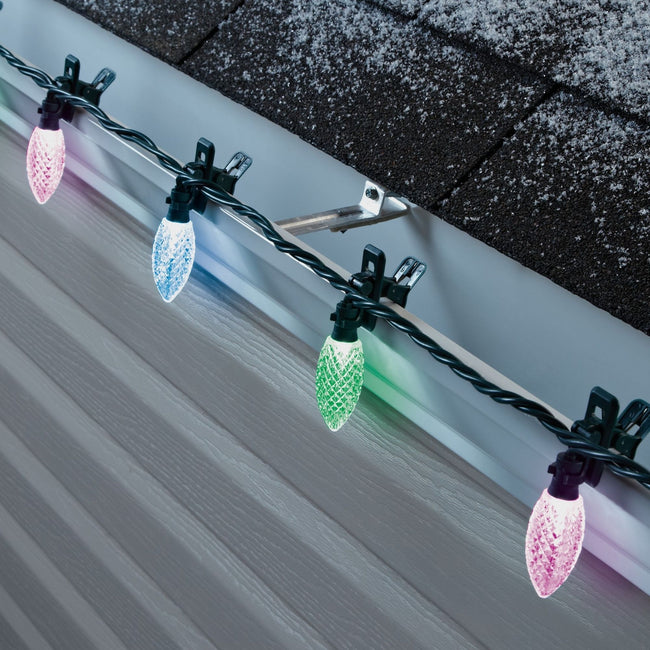 NOMA C9 Quick Clips Purple, Blue & Green Attached to Roof Side View. Alternating Purple, Blue & Green Colors