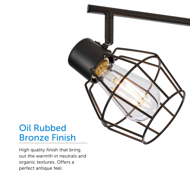 Close up on the track head with an Oil Rubbed Bronze Finish. The high quality finish brings a warmth with neutral and organic textures. It offers a perfect antique feel. 