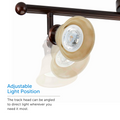 Close up on Stratford Track Lighting head and its different adjustable light positions