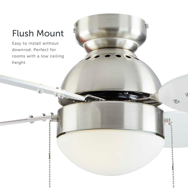 Ollie Ceiling Fan with LED Light - 4 Blades - Multi-color & White Blades as a flush mount